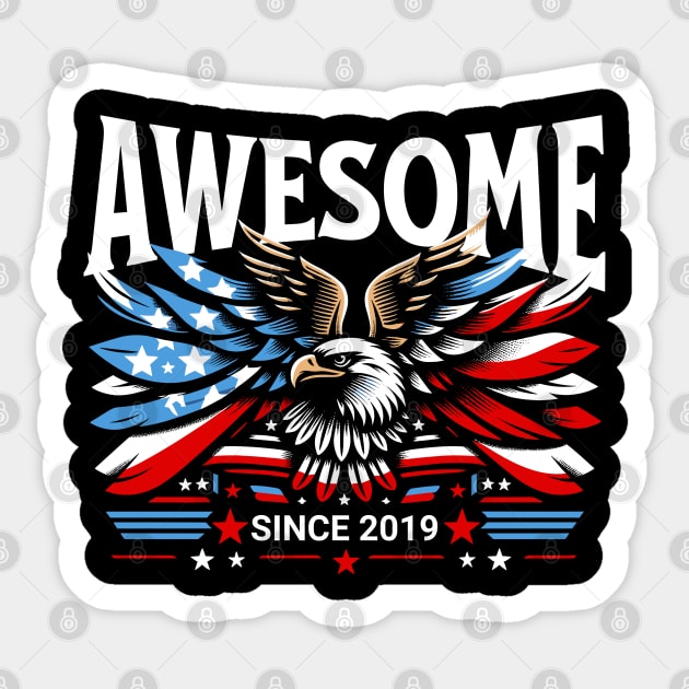 Awesome Since 2019 - Patriotic American Eagle Sticker by IkonLuminis